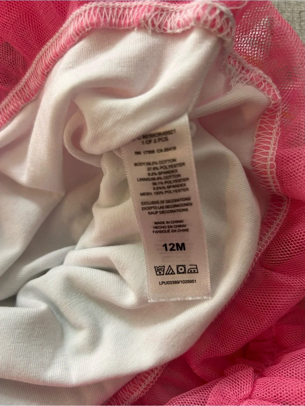 Little Me Striped Floral Accent Girls' Dress w Pink Tulle Petticoat Size 12M